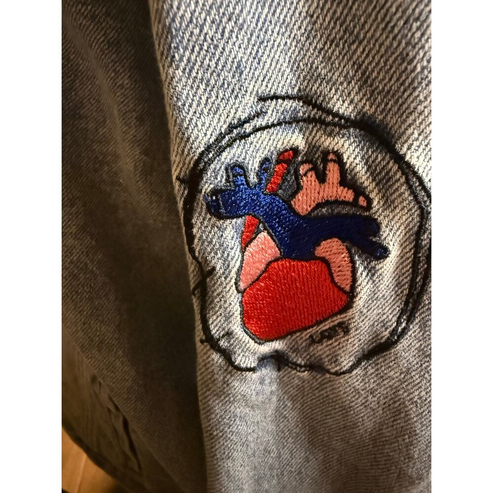 Forever 21 Embroidered Denim Jacket, Ron Bass Patches, Freedom, Peace, Size 3XL - Picture 12 of 13